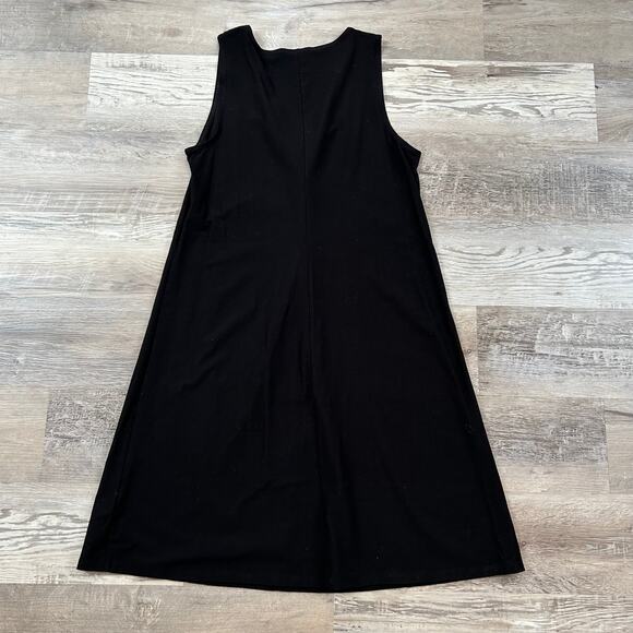 Eileen Fisher Black Sleeveless Twist Front Knee Length Dress Made in USA Size M - Picture 3 of 5
